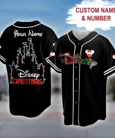Custom Disney Christmas Jersey – Personalized Name & Number Baseball Shirt