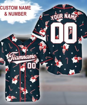 Custom Christmas Baseball Jersey - Personalize Name & Number - Festive Holiday Design