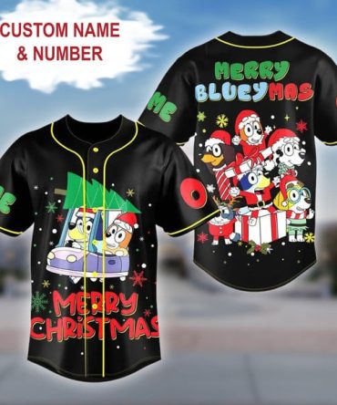 Custom Christmas Baseball Jersey - Personalized Name & Number - Festive Holiday Gift