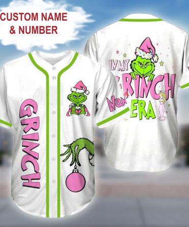 Custom Grinch Christmas Baseball Jersey - Personalized Name & Number Holiday Gift