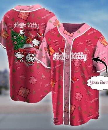 Custom Hello Kitty Christmas Baseball Jersey – Personalized Holiday Gift