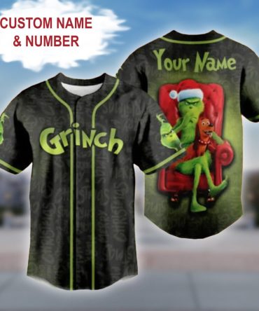Custom Grinch Baseball Jersey - Personalize With Your Name & Number - Unique Gift!