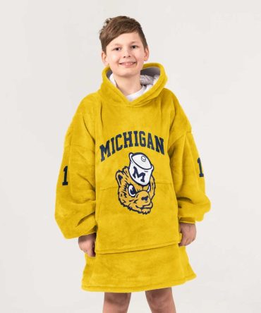 Kid 1 Michigan Football Unisex Blanket Hoodie