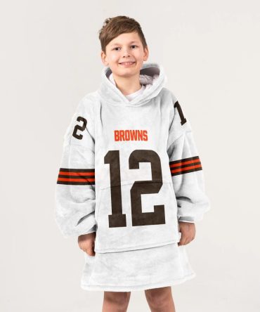 Kid S.S 12 Cleveland Football White Unisex Blanket Hoodie