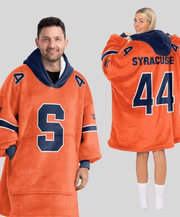 Adult #44 Navy Syracuse Football Unisex Blanket Hoodie
