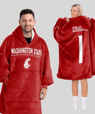 Adult #1 Washington State Football Unisex Blanket Hoodie