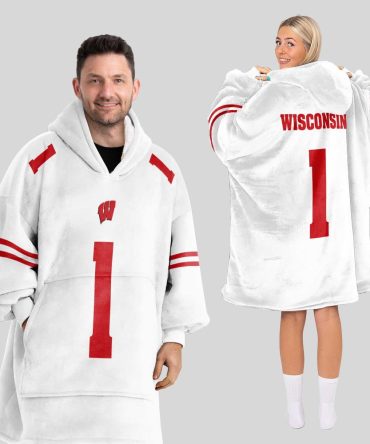 Adult #1 Wisconsin Football Unisex Blanket Hoodie