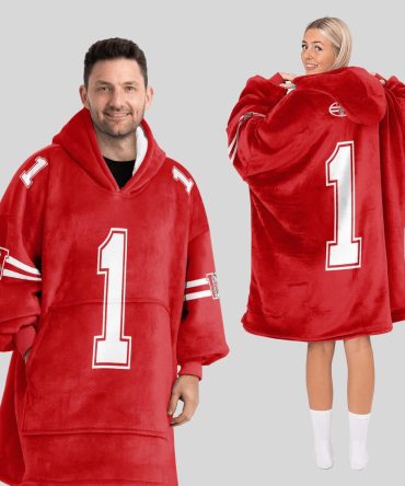 Adult #1 Wisconsin Football Unisex Blanket Hoodie