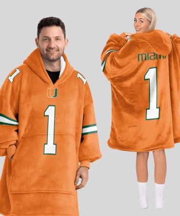 Adult #1 Miami Football Unisex Blanket Hoodie