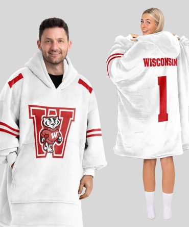 Adult #1 Wisconsin Football Unisex Blanket Hoodie