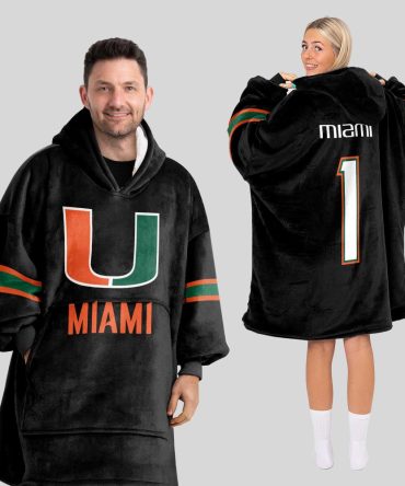 Adult #1 Miami Football Unisex Blanket Hoodie