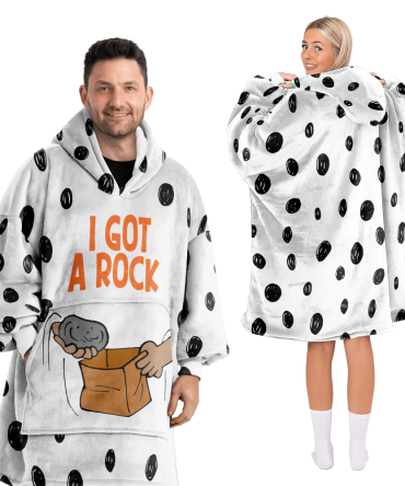 Adult Charlie Brown "I Got A Rock" Halloween Unisex Blanket Hoodie