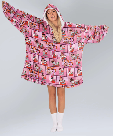 Adult Bobbing Gone Wrong - Snoopy & Lucy Unisex Blanket Hoodie