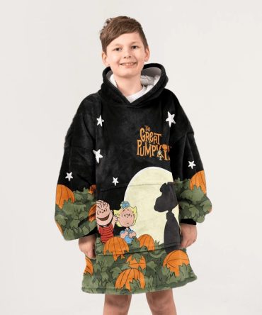 Kid Great Pumpkin Night Unisex Blanket Hoodie