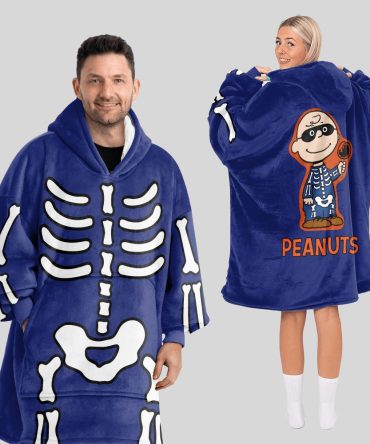 Adult Charlie Brown Skeleton Costume Unisex Blanket Hoodie