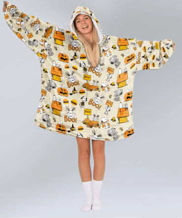 Adult Boo-Tiful Snoopy Halloween Unisex Blanket Hoodie