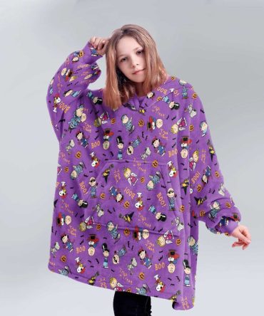 Kid Purple Boo! Peanuts Unisex Blanket Hoodie