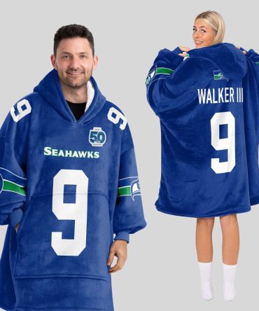 Adult 9 Seattle Football Unisex Blanket Hoodie