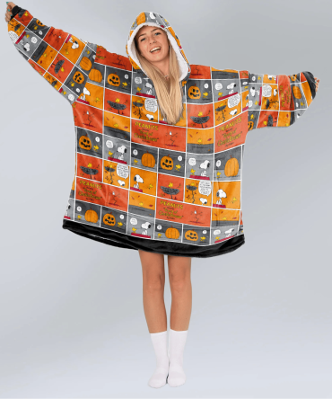 Adult Snoopy Halloween Comic Panel Unisex Blanket Hoodie