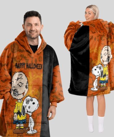 Adult Peanuts Horror Halloween Unisex Blanket Hoodie