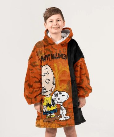 Kid Peanuts Horror Halloween Unisex Blanket Hoodie