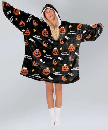 Adult Peanuts Halloween Boo! Pumpkin Unisex Blanket Hoodie