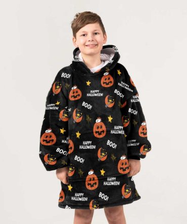 Kid Peanuts Halloween Boo! Pumpkin Unisex Blanket Hoodie