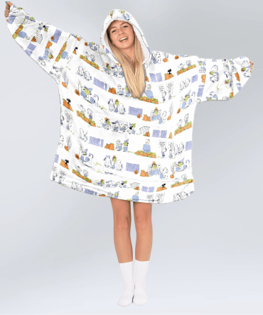 Adult Peanuts Snoopy Halloween Scene Unisex Blanket Hoodie