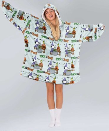 Adult Snoopy Pumpkin Witch Halloween Unisex Blanket Hoodie