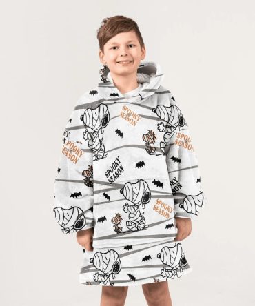 Kid Peanuts Snoopy Spooky Season Unisex Blanket Hoodie