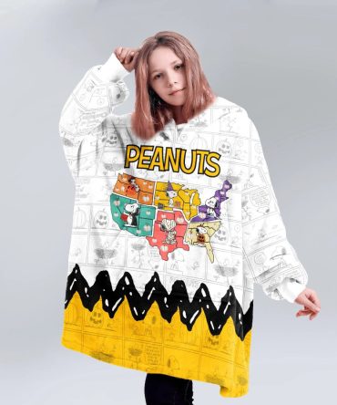 Kid Snoopy Halloween Usa Road Map Unisex Blanket Hoodie