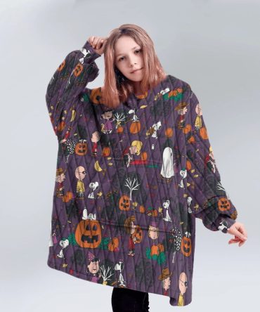 Kid Spooky Night Peanuts Unisex Blanket Hoodie