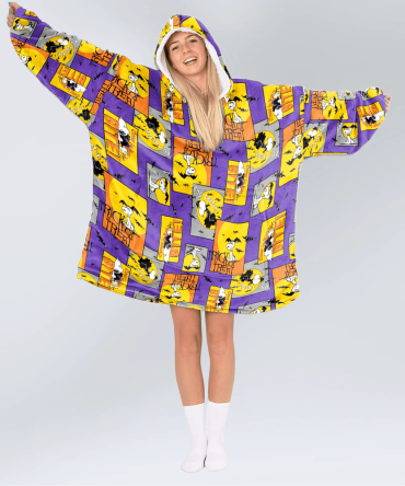 Adult Snoopy Trick-Or-Treat Blocks Unisex Blanket Hoodie