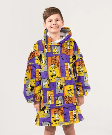 Kid Snoopy Trick-Or-Treat Blocks Unisex Blanket Hoodie