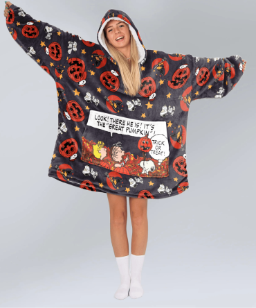 Adult Snoopy Great Pumpkin Night Unisex Blanket Hoodie