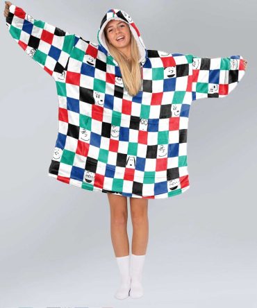 Adult Peanuts Faces Patchwork Unisex Blanket Hoodie