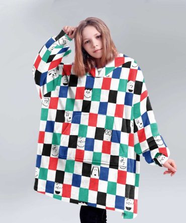 Kid Peanuts Faces Patchwork Unisex Blanket Hoodie