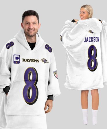Captain L.J 8 Baltimore Football Unisex Blanket Hoodie