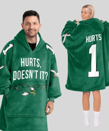 Hurts, Doesn'T It J.H 1 Philadelphia Football Unisex Blanket Hoodie
