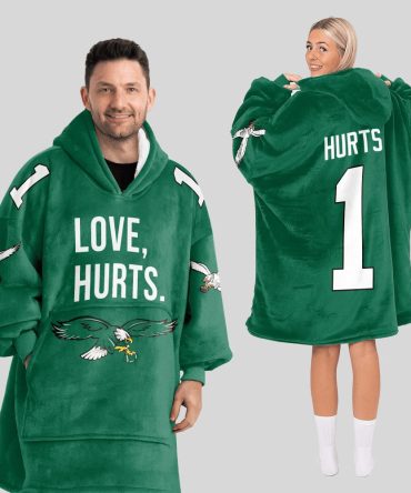 Love Hurts J.H 1 Philadelphia Football Unisex Blanket Hoodie