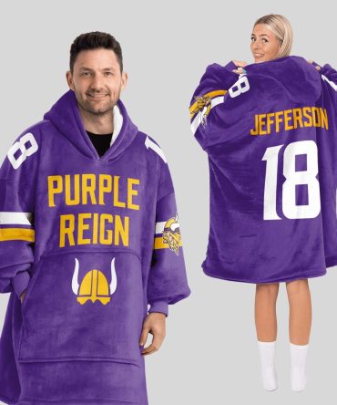Purple Reign J.J 18 Minnesota Football Unisex Blanket Hoodie