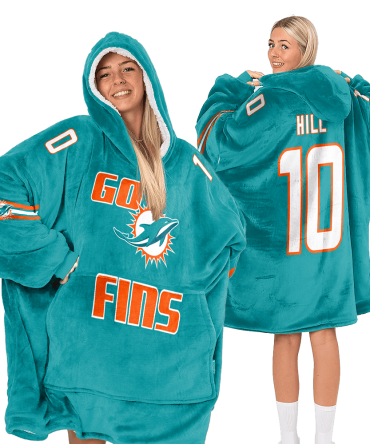 Go Fins T.H 10 Miami Football Unisex Blanket Hoodie