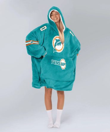 Fins Up T.H 10 Miami Football Unisex Blanket Hoodie