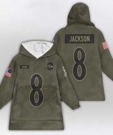 Army L.J 8 Baltimore Football Unisex Blanket Hoodie