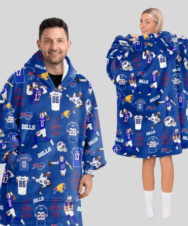 Buffalo Football Full Patterns Unisex Blanket Hoodie