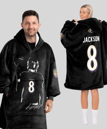 L.J 8 Baltimore Football Unisex Blanket Hoodie
