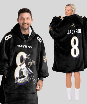 L.J 8 Baltimore Football Unisex Blanket Hoodie
