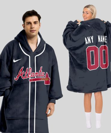 Atlanta Braves Mlb Design Blanket Hoodie Custom Name And Number