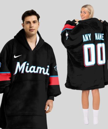 Miami Marlins Mlb Design Blanket Hoodie Custom Name And Number