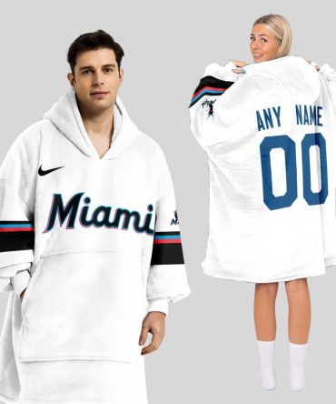 Miami Marlins Mlb Design Blanket Hoodie Custom Name And Number